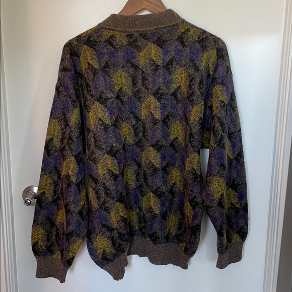 Men's vintage patterned wool mohair blend  Sweater - Picture 6 of 6